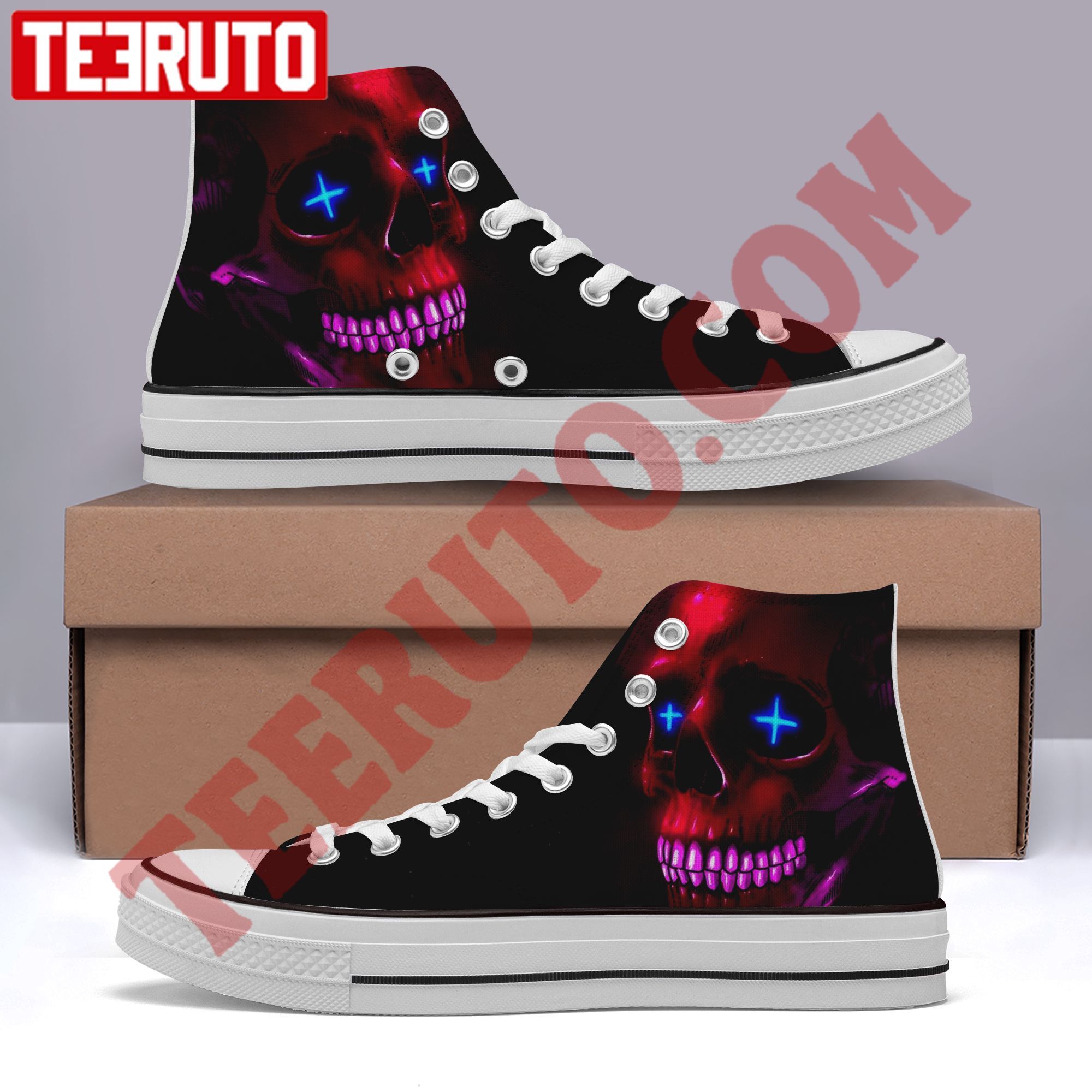 Halloween Art Red Lord Skull High Top Retro Shoes