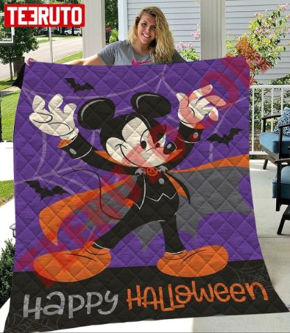 Halloween Garden Mickey Mouse Spooky Dracula Quilt Blanket - Teeruto