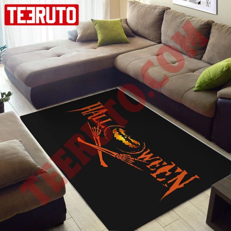 Halloween Pumpkin Skeleton Rug