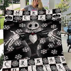 Merry Christmas Jack Skellington Fanart Quilt Blanket