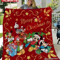 Merry Christmas Mickey Christmas Quilt Blanket