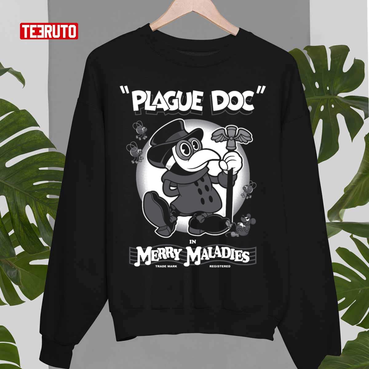 Merry Maladies Cartoon Plague Doctor Rubber Hose Sweatshirt