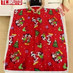 Mickey And Minie Mouse Red Disney Christmas Art Fleece Blanket
