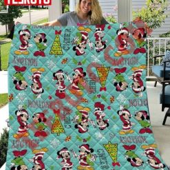 Mickey And Minnie Mouse Christmas Pattern Holidays Quilt Blanket