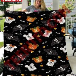 Mickey Halloween Pumpkin Pattern Disney Quilt Blanket