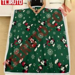 Mickey & Minnie Mouse Green Christmas Fleece Blanket