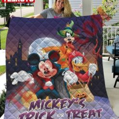Mickey Trick Or Treat Game Halloween Spook Quilt Blanket