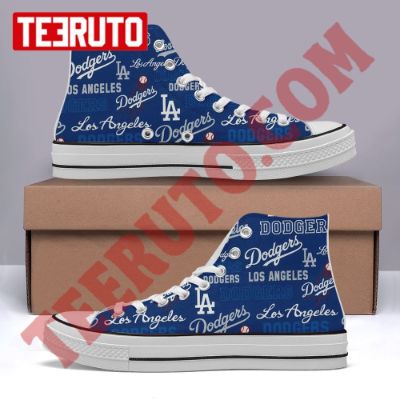 Mlb La Dodgers Blue High Top Retro Canvas Shoes