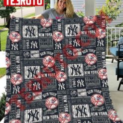 Mlb New York Yankees Small Block Print Baseball Quilt Blanket