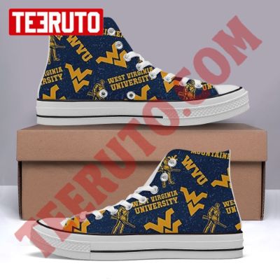 Mountaineers Wyu Yellow Logo High Top Retro Canvas Shoes