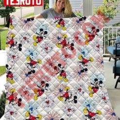 Patriotic Mickey Fireworks Glitter Patriotic Quilt Blanket