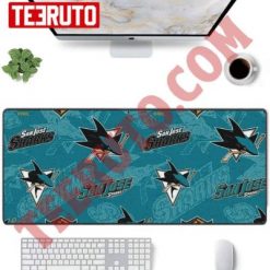 San Jose Sharks Hockey Team All Over On Blue Nhl Mouse Pad