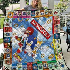 Sonic The Hedgehog Monopoly Quilt Blanket