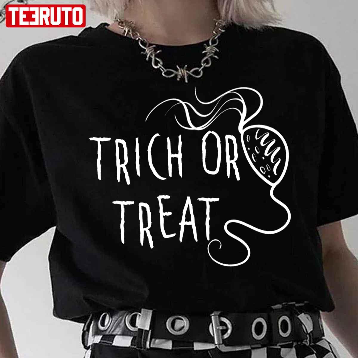 Trich Or Treat White Line Halloween Unisex T-Shirt