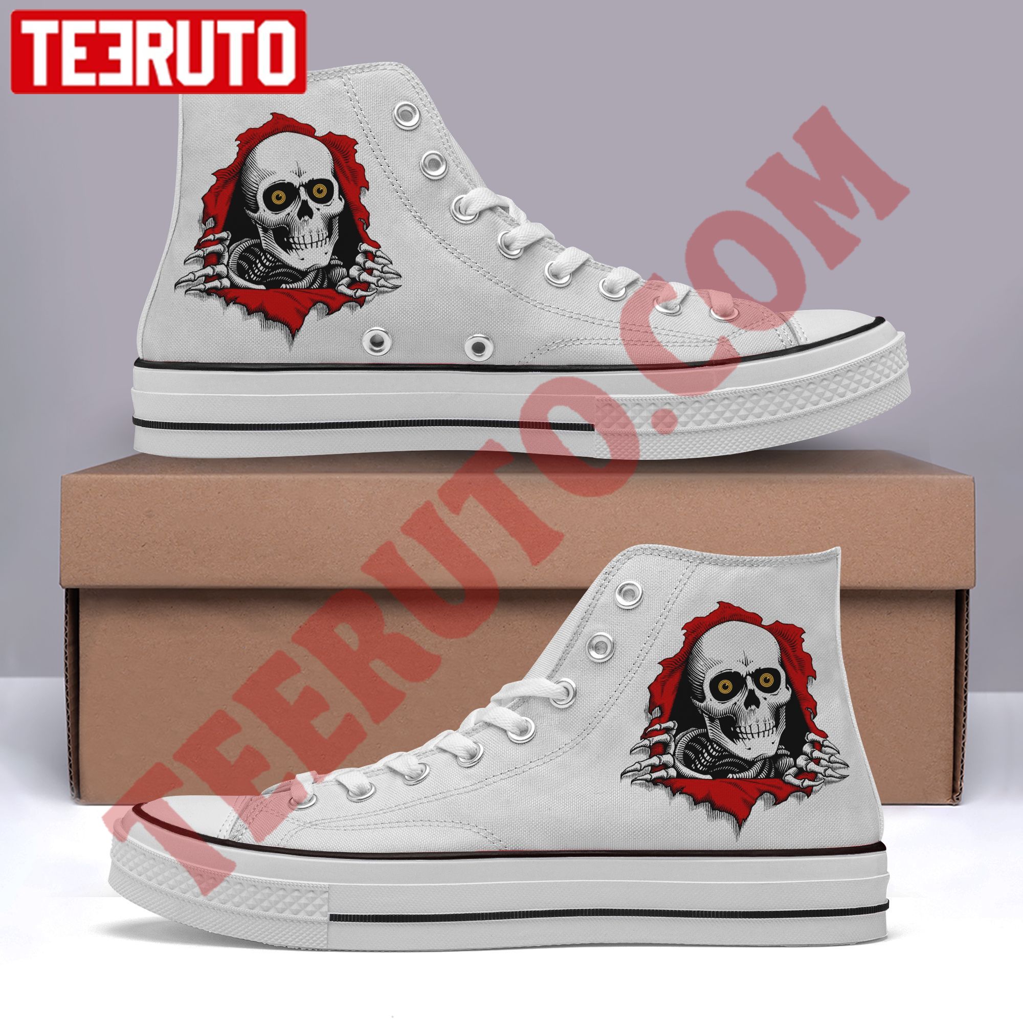 Vcj Graphics Scary Skeleton Halloween High Top Retro Shoes