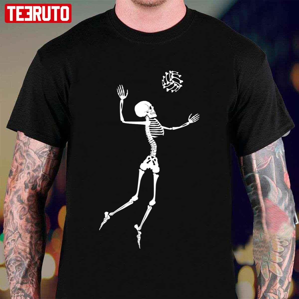 Volleyball Skeleton Player Skull Halloween Unisex T-Shirt