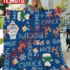 Winter Holiday Rudolph Character Christmas Quilt Blanket