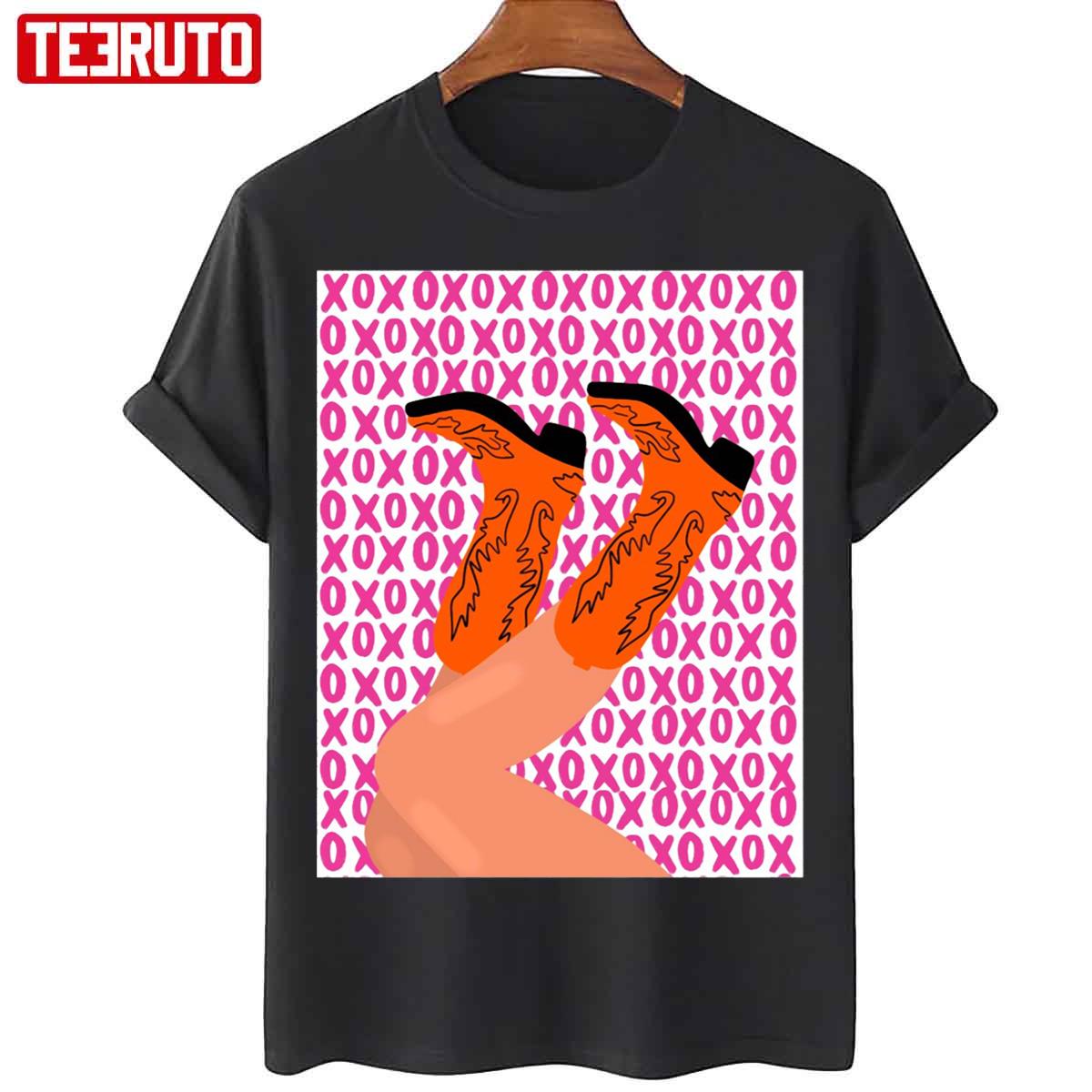 Xoxo Pink And Orange Cowboy Boots Unisex T-Shirt