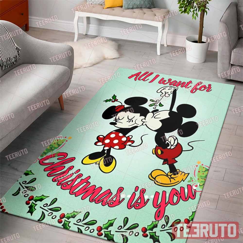 All I Want For Christmas Is You Mickey Minnie Mouse Rug