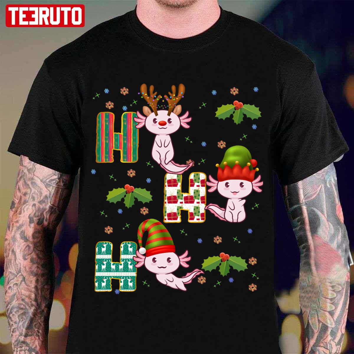 Axolotl Ho Ho Ho Merry Christmas Novelty Unisex T-Shirt
