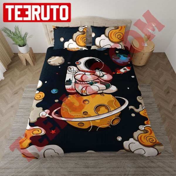 Baby Astronaut Sitting On A Planet In Space Bedding Sets
