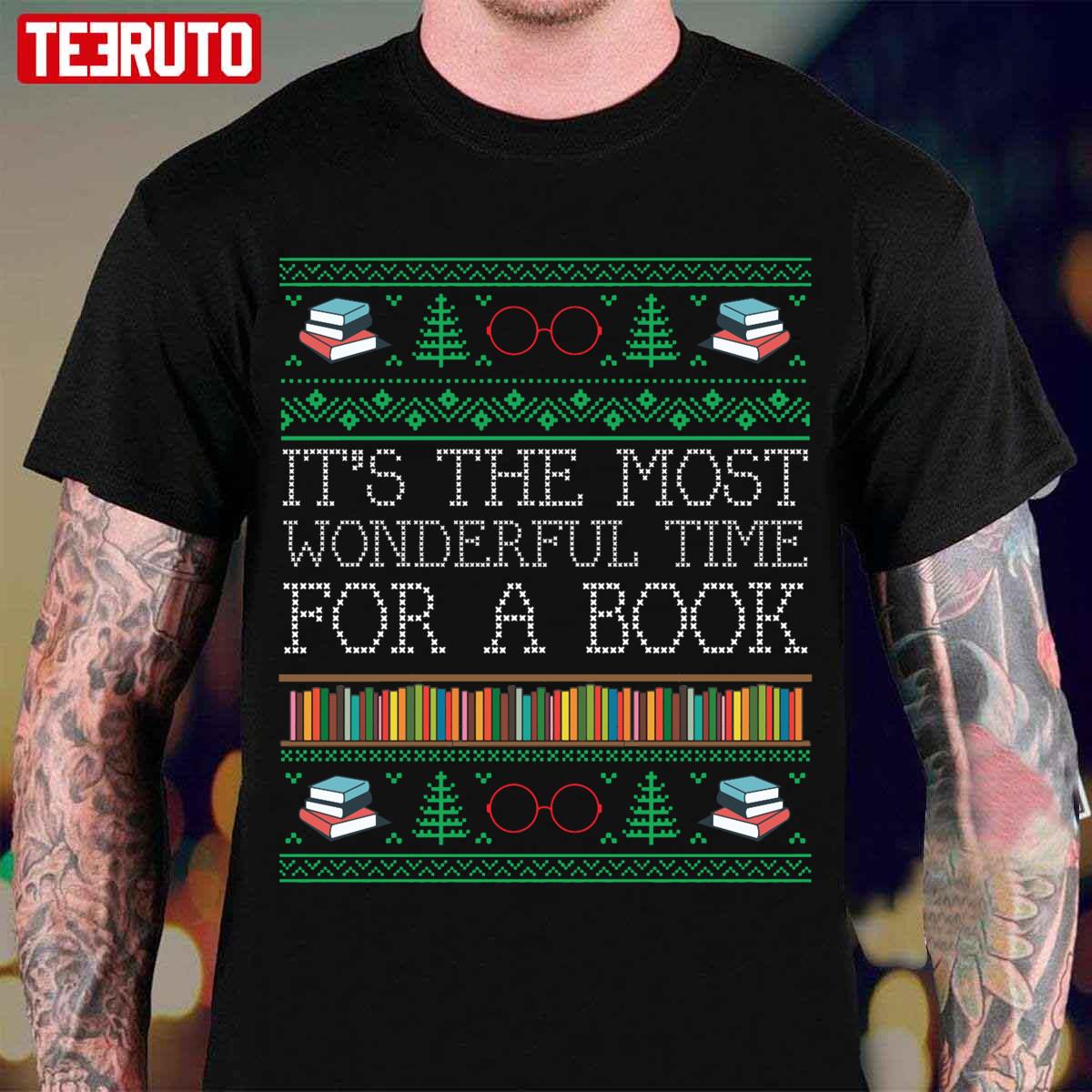 Books Reading Librarian Teacher Book Lovers Christmas Unisex T-Shirt