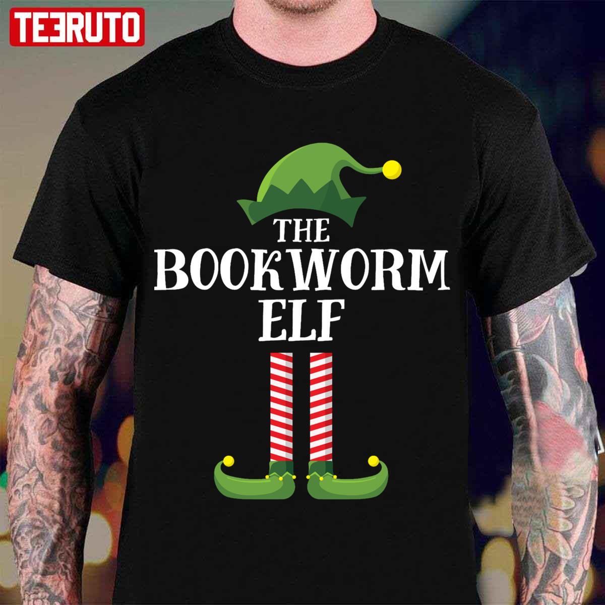 Bookworm Elf Group Christmas Vintage Unisex T-Shirt
