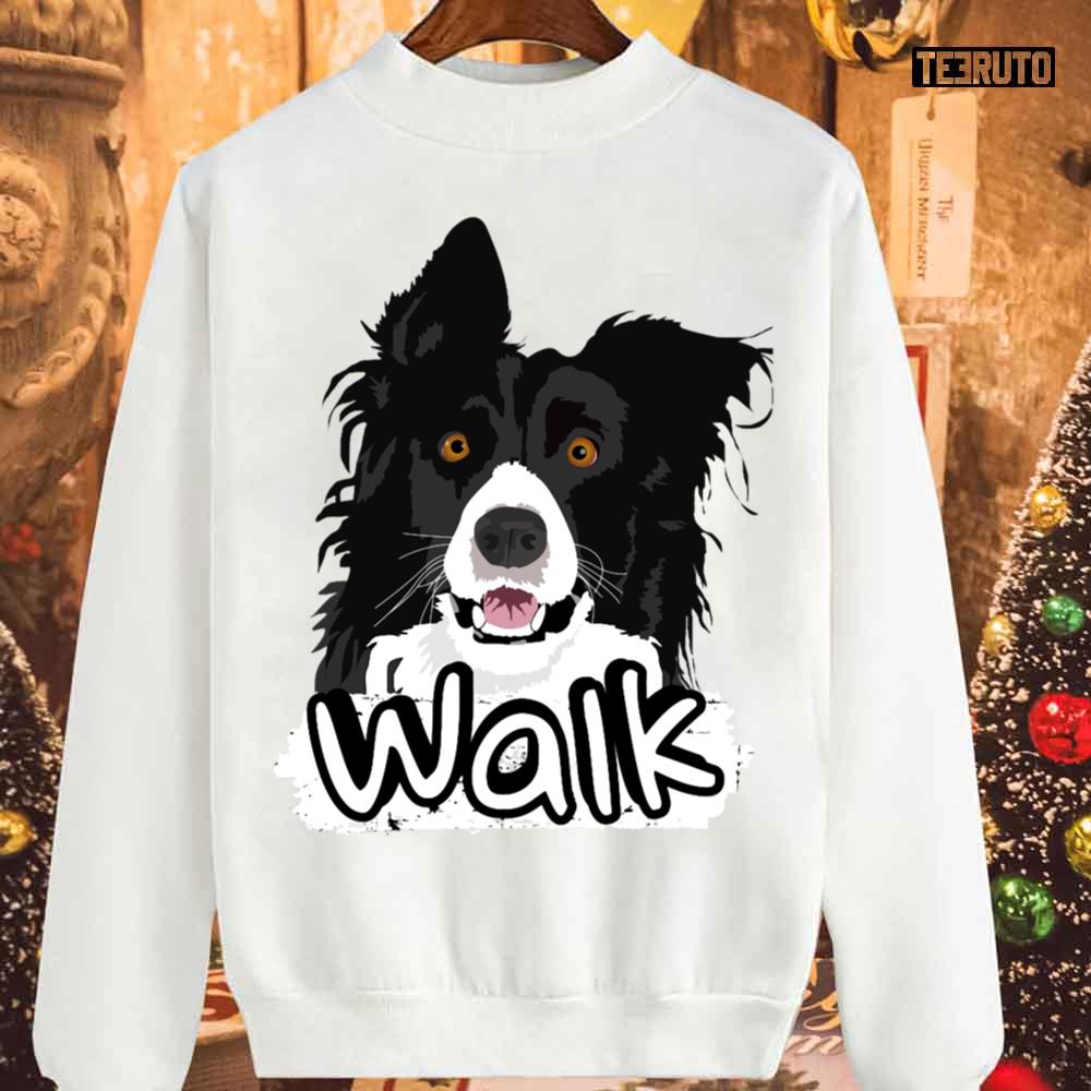 Border Collie Walk Christmas Unisex Sweatshirt