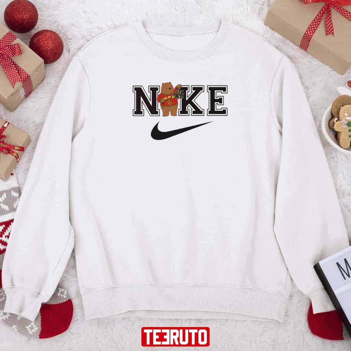 Brown Bear And Christmas Lights Nike Logo Sweatshirt