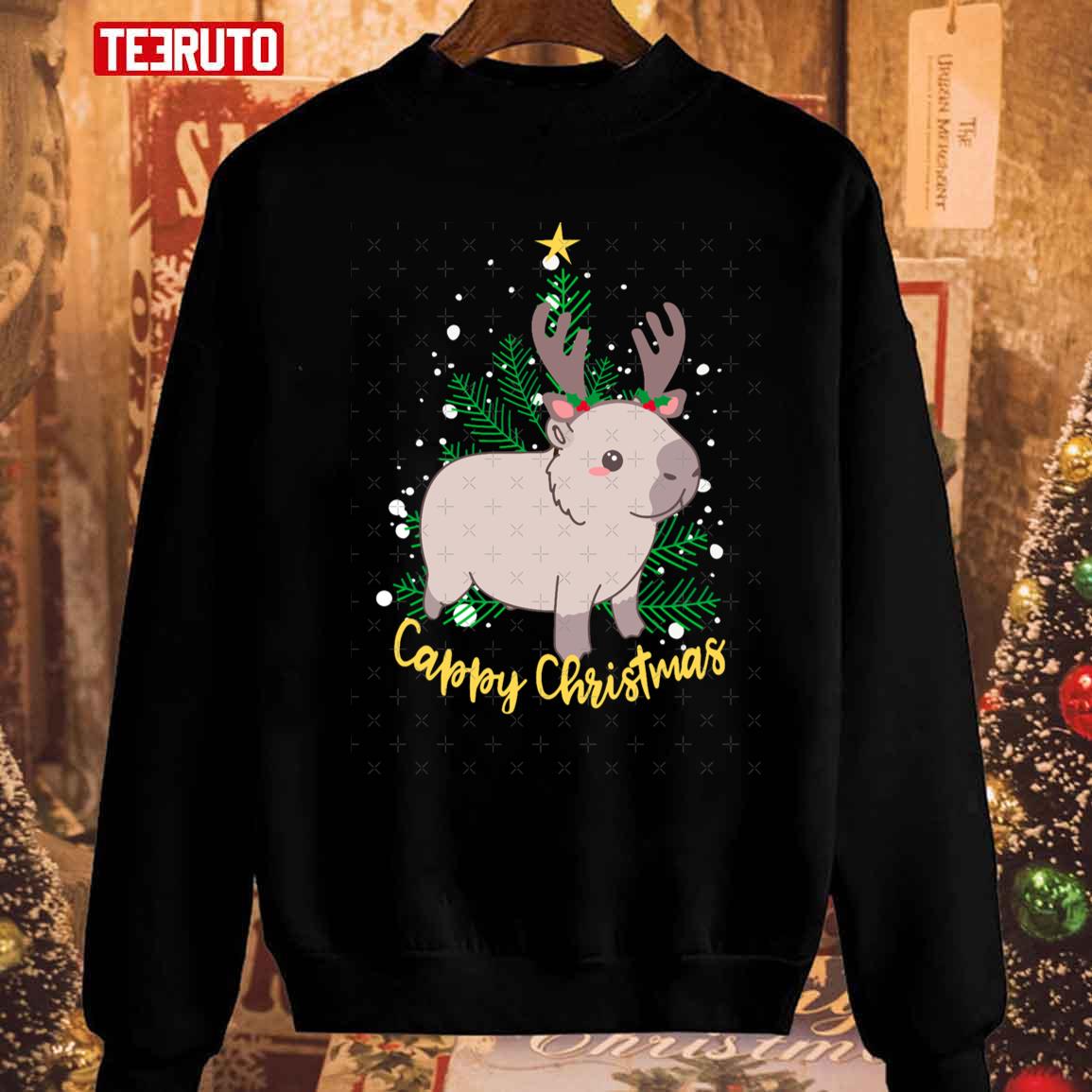 Capybara Reindeer Cappy Christmas Sweatshirt