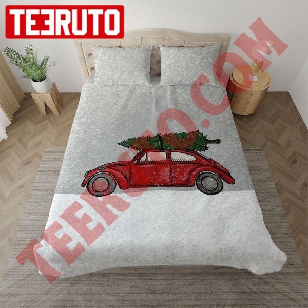 Cartoon Car Picking Christmas Tree Vintage Bedding Sets
