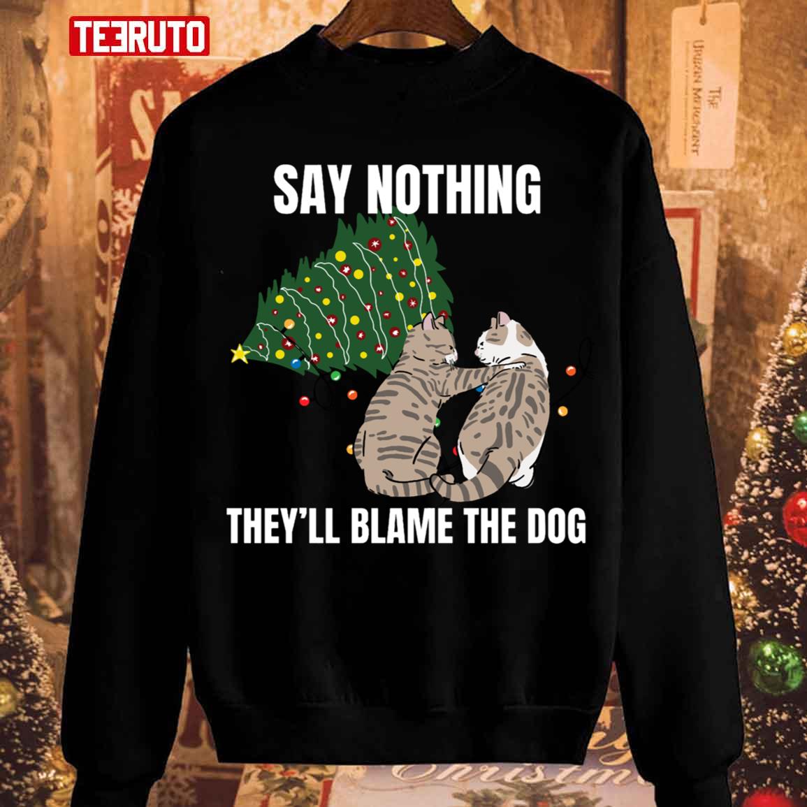 Cat Meme Blame The Dog Christmas Unisex Sweatshirt