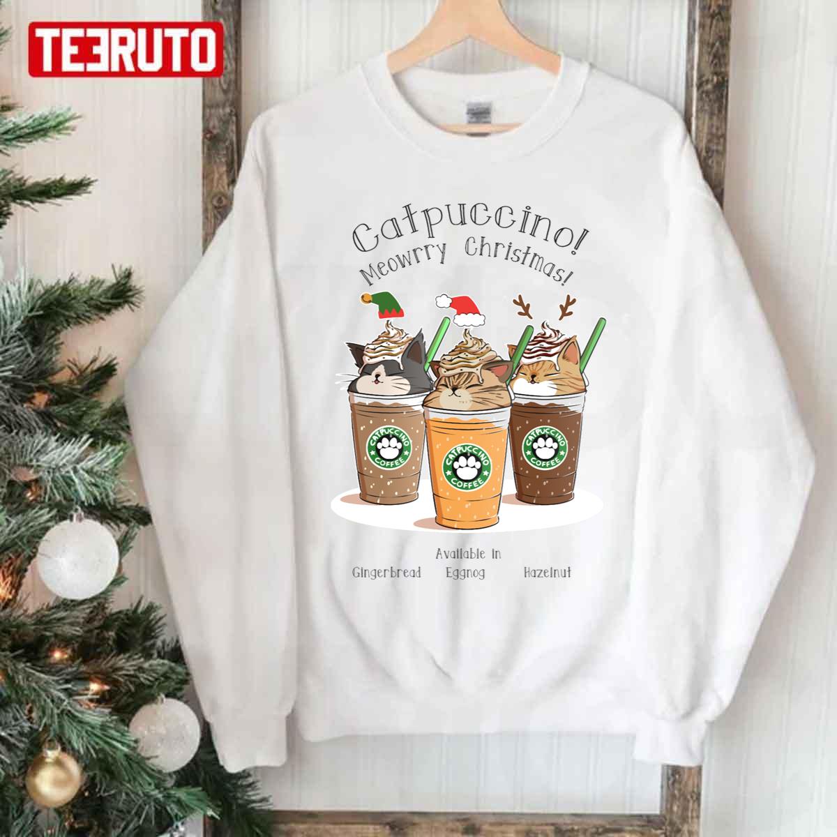 Catpuccino Meowrry Christmas Unisex Sweatshirt