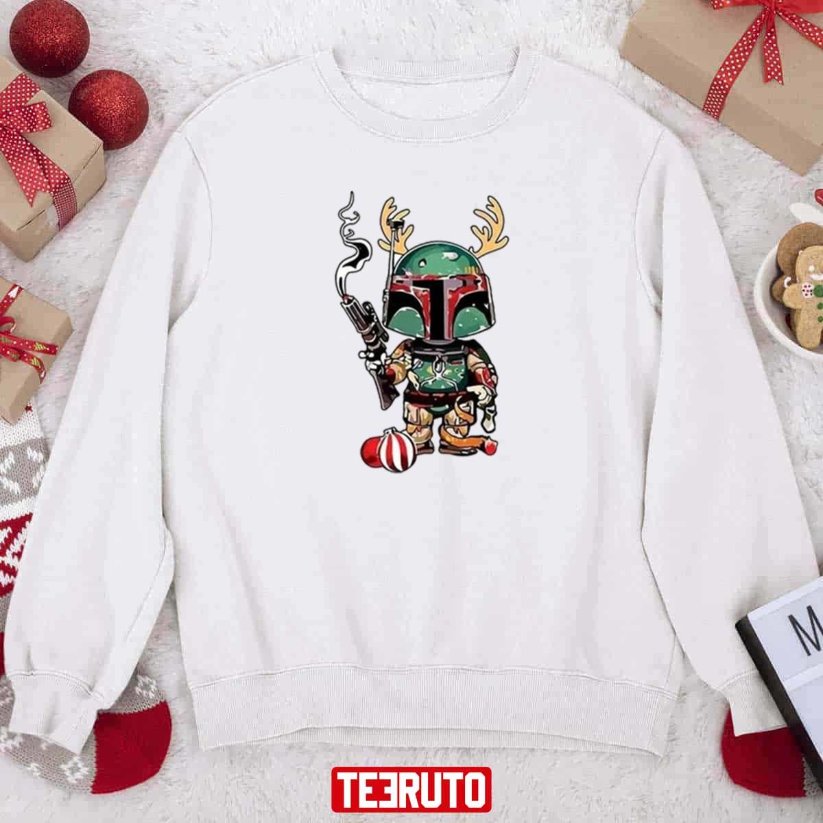 Chibi Mandalorian Reindeer Antlers For Christmas Sweatshirt