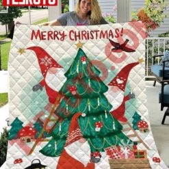 Christmas Gromes Decorating Xmas Tree Quilt Blanket