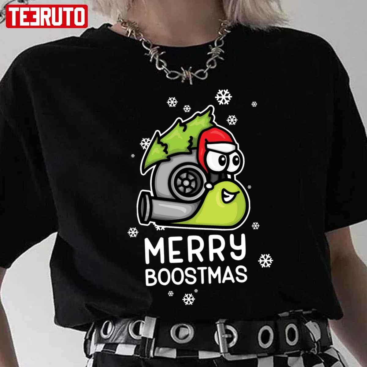 Christmas Merry Boostmas Snail Vintage Unisex T-Shirt