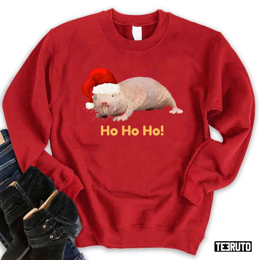 Christmas Naked Mole Rat Ho Ho Ho Unisex Sweatshirt