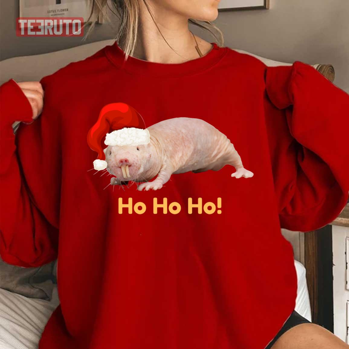 Christmas Naked Mole Rat Ho Ho Ho Unisex Sweatshirt