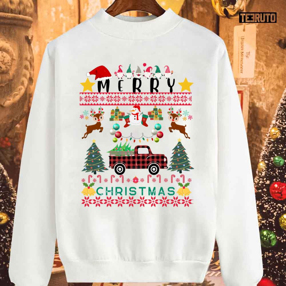 Christmas Red Truck With Tree Merry Christmas Sweatshirt