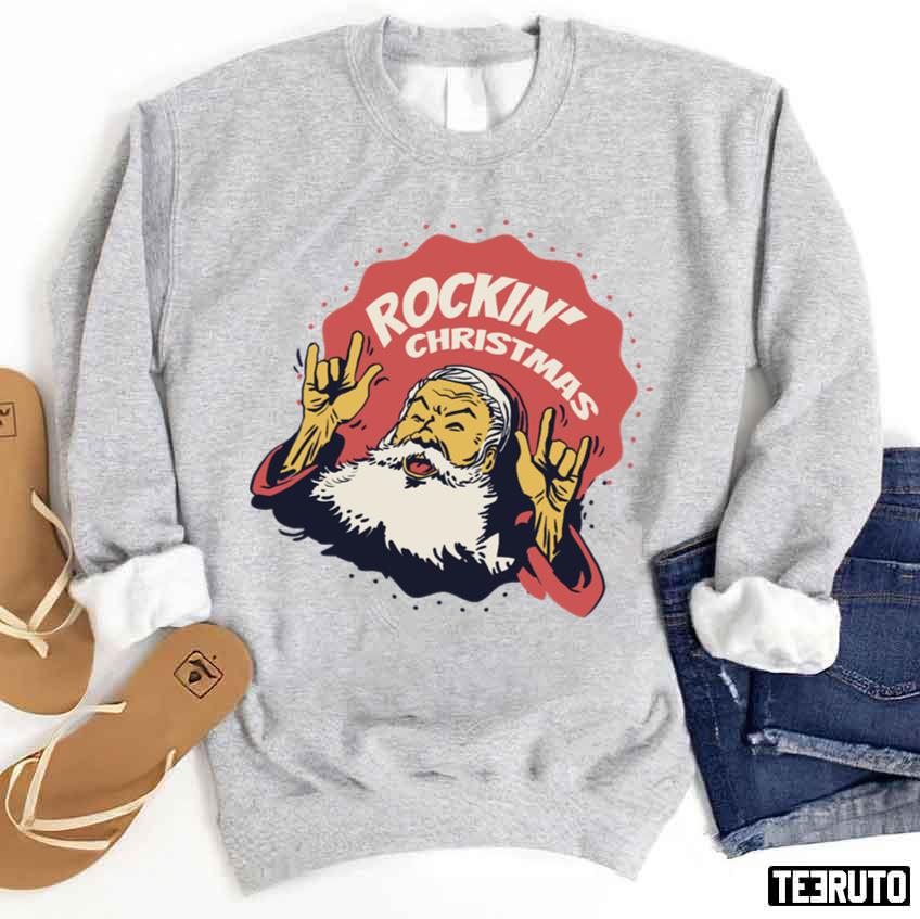 Christmas Rock N Roll Christmas Music Design Premium Sweatshirt