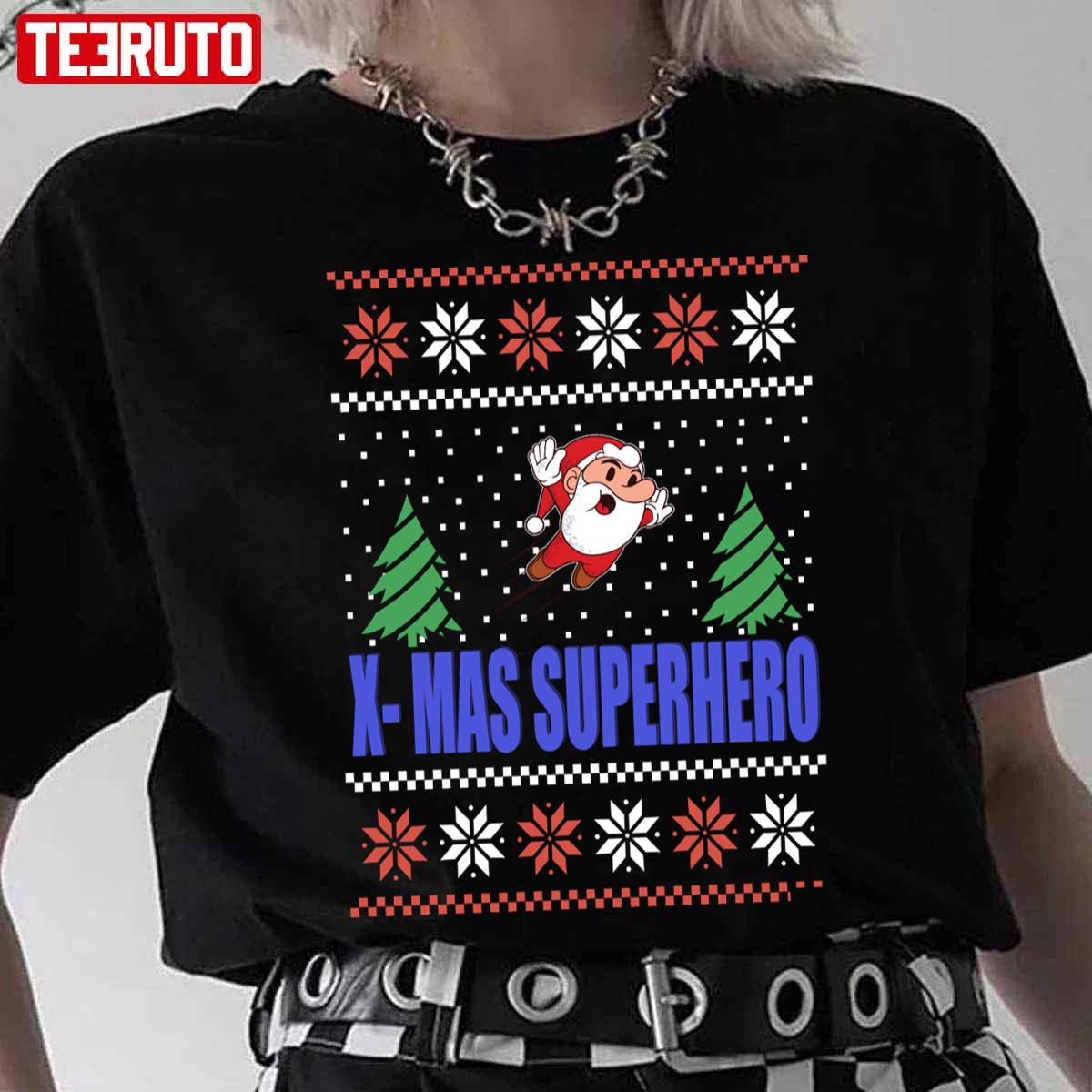 Christmas Santa Claus Superhero Vintage Unisex T-Shirt