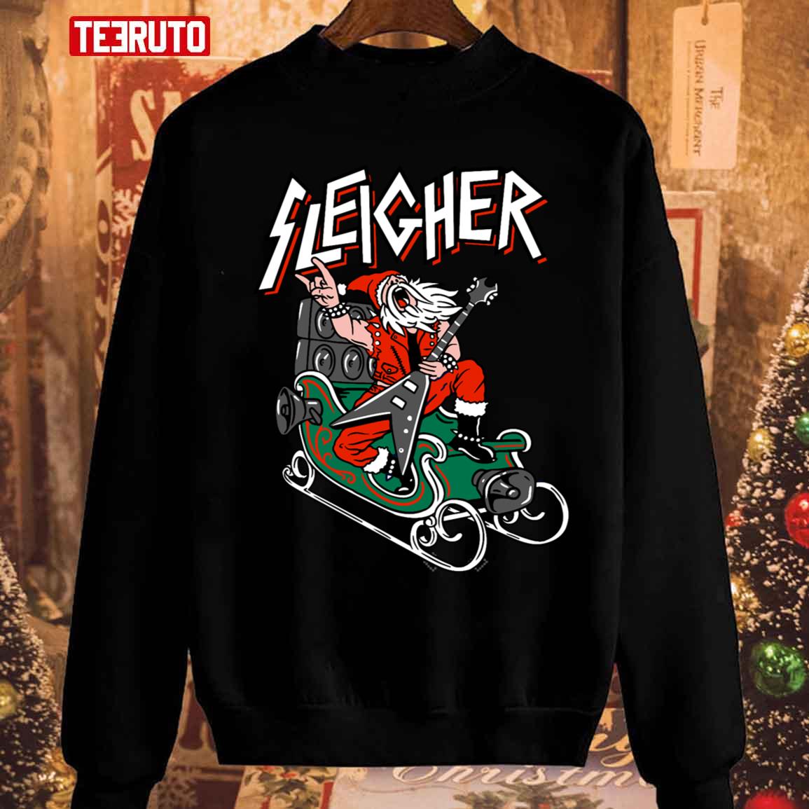 Christmas Sleigher Heavy Metal Santa Sweatshirt