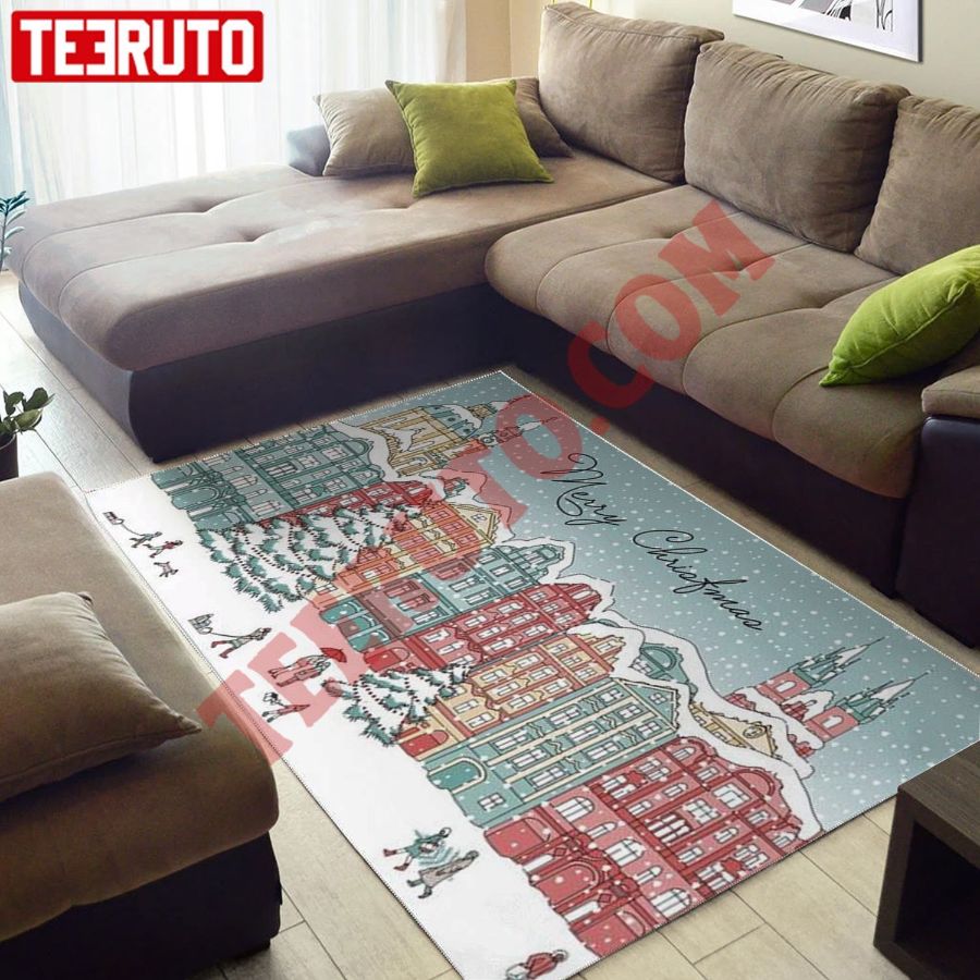 City In Winter At Christmas Time Stock Rug
