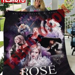 Collage Design Rose Dignature Black Pink Kpop Quilt Blanket