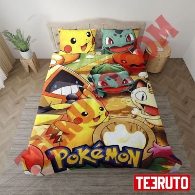 Colored Vintage Pokemon Characters 2023 Xmas Bedding Sets