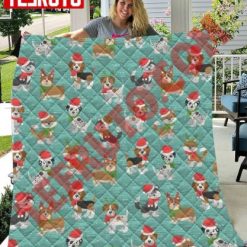 Corgi And Husky Dog Lovers Christmas Quilt Blanket
