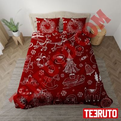 Cute Christmas Icons Red Design Bedding Sets