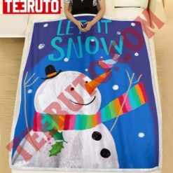 Cute Snowman Let It Snow Christmas Eve Fleece Blanket