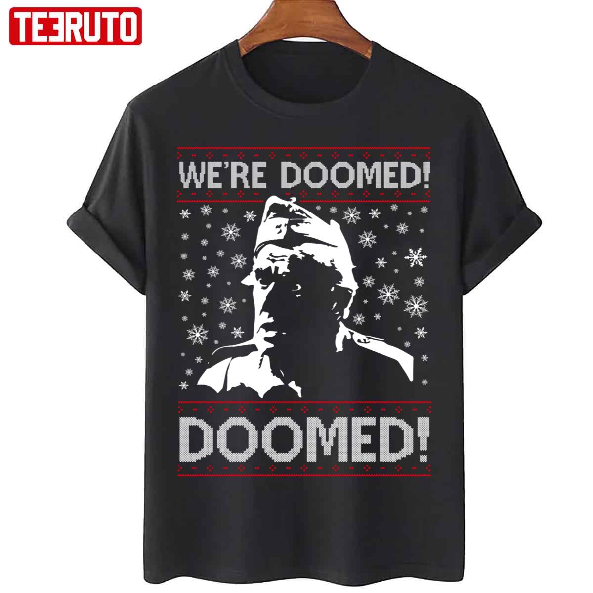 Dads Army We’re Doomed Christmas Knit Pattern Unisex T-Shirt