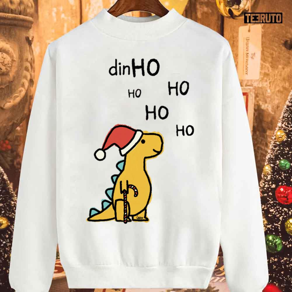 Dino Christmas Hohoho Yellow Unisex Sweatshirt